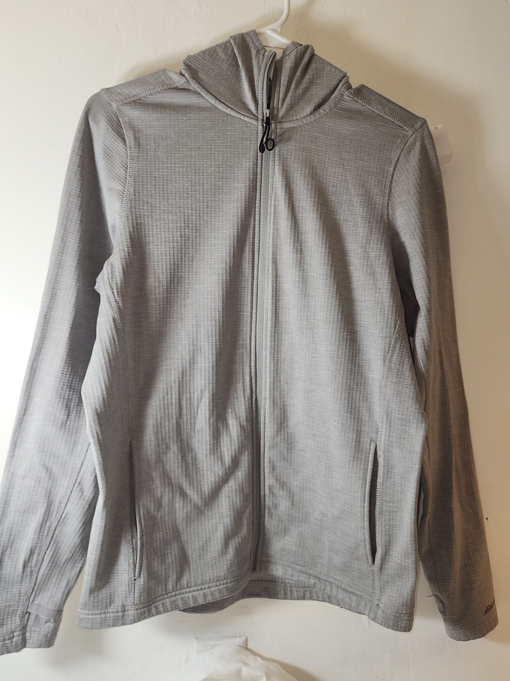 Eddie Bauer Light Gray Full-Zip Hooded Sweater